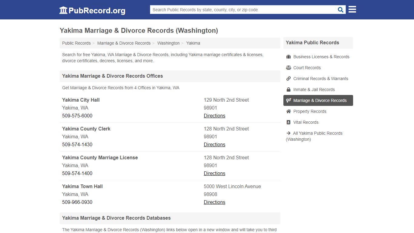 Yakima Marriage & Divorce Records (Washington)